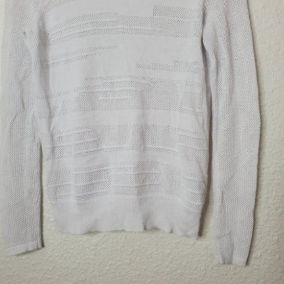 Vince Engineered Mesh Insert Crew Neck Sweater in White Women's Size Small - Picture 6 of 10